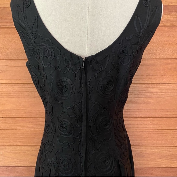Vintage 80s 90s Sarah Elizabeth black cotton blend pleated midi dress - Picture 5 of 8
